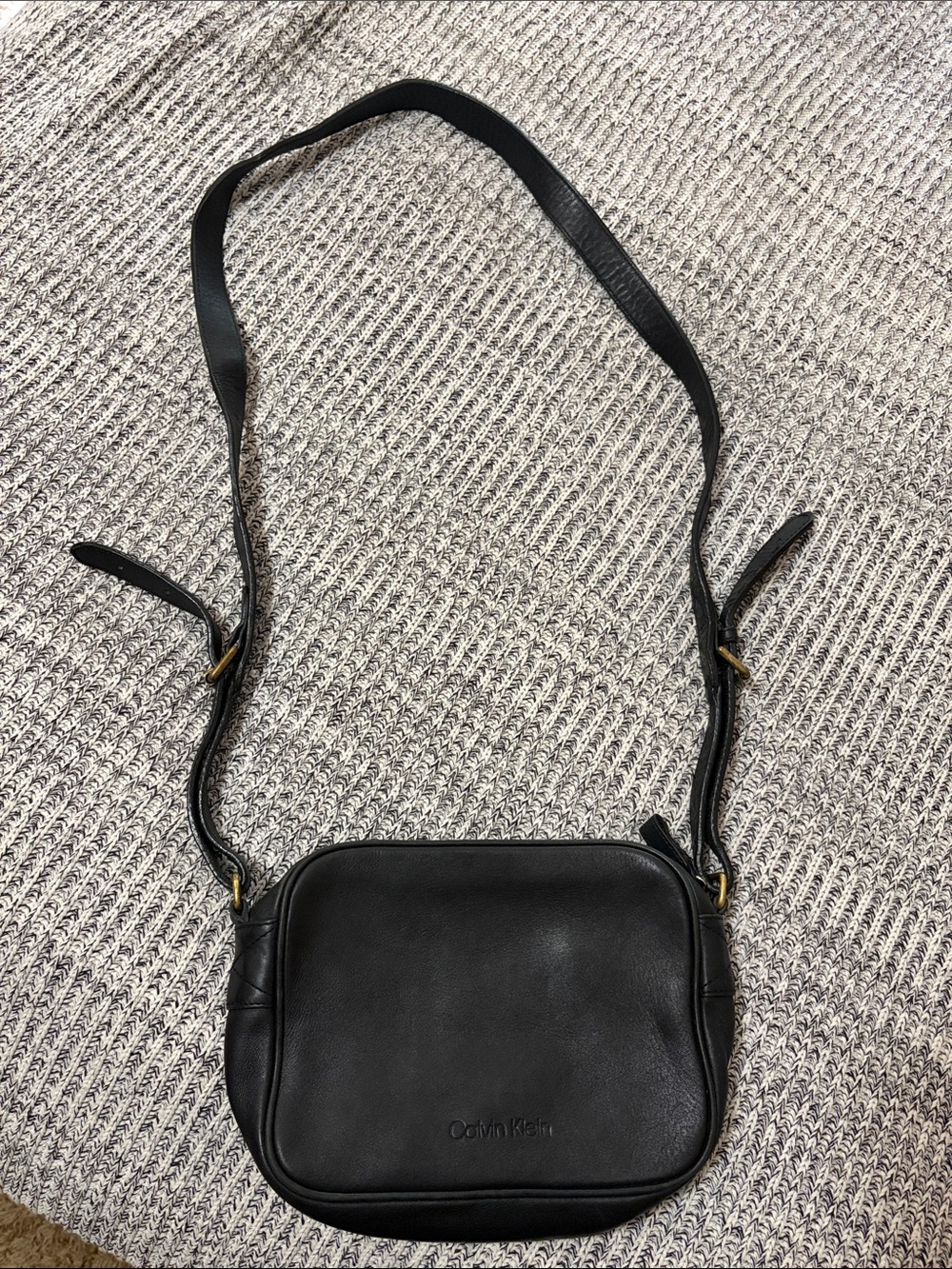 Vintage Mid 90s Calvin Klein Black Leather Crossbody Bag